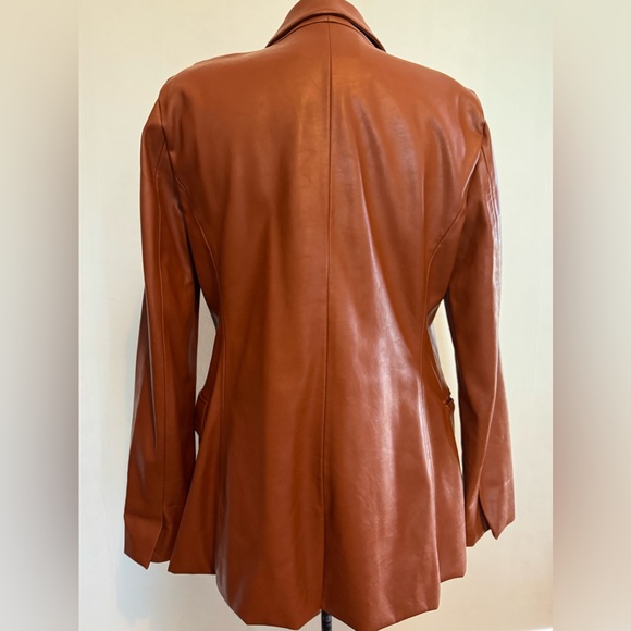 BLANKNYC Faux Leather Double-Breasted Blazer – Rich Mocha - Picture 5 of 12